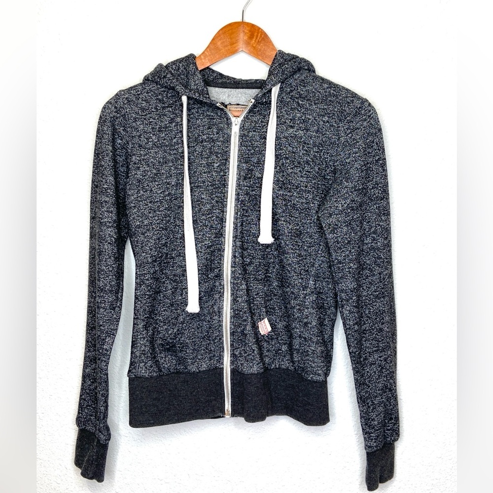 Cali Love Heritage Juniors Medium Speckled Black / Gray Full Zip Hoodie Jacket